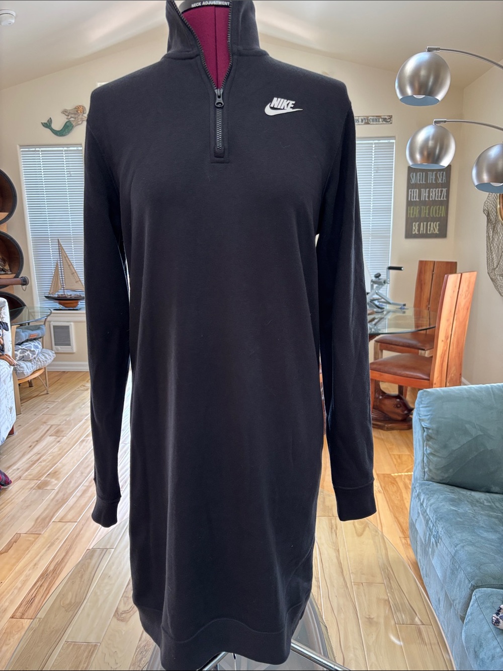 Nike Black Long-Sleeve Half-Zip Athletic Dress